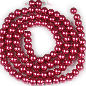 Sirag perle de sticla lucioase, sfere 8mm - magenta (aprox. 105 buc.)
