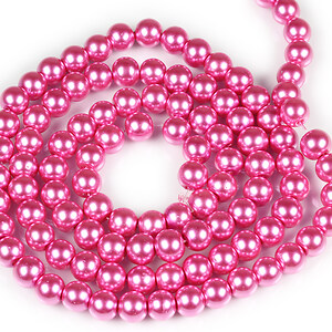 Sirag perle de sticla lucioase, sfere 8mm - roz aprins (aprox. 105 buc.)