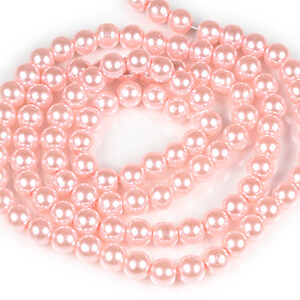 Sirag perle de sticla lucioase, sfere 8mm - roz deschis (aprox. 105 buc.)