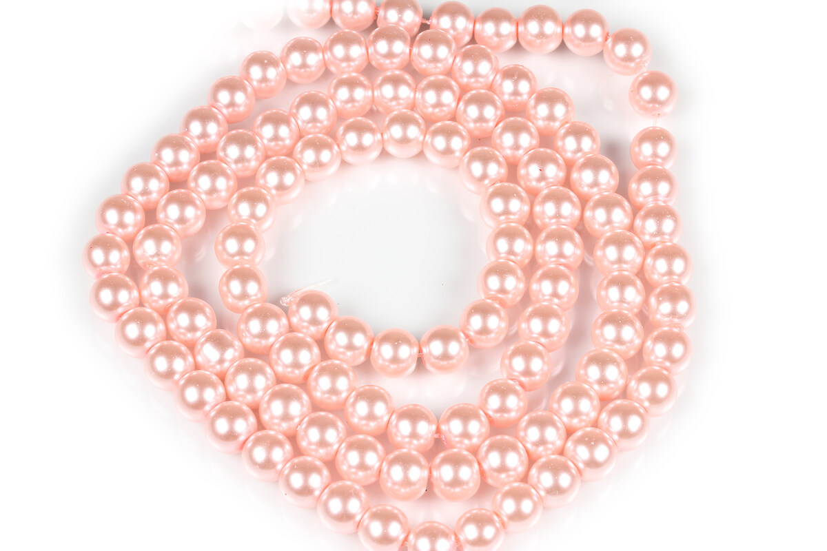 Sirag perle de sticla lucioase, sfere 8mm - roz deschis (aprox. 105 buc.)
