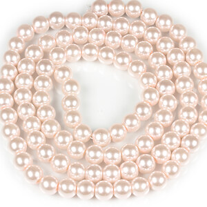 Sirag perle de sticla lucioase, sfere 8mm - roz pal (aprox. 105 buc.)