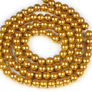 Sirag perle de sticla lucioase, sfere 8mm - auriu inchis (aprox. 105 buc.)