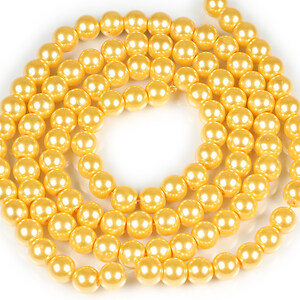 Sirag perle de sticla lucioase, sfere 8mm - galben auriu (aprox. 105 buc.)