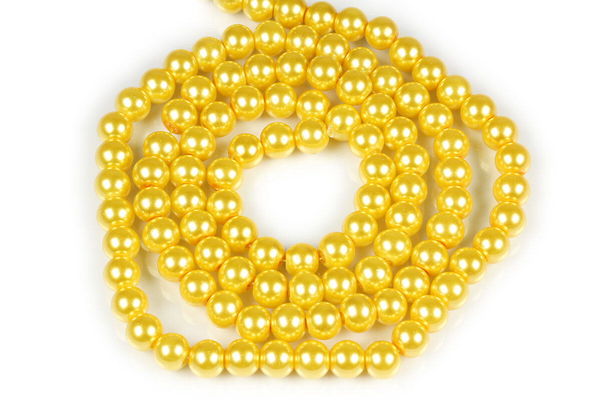 Sirag perle de sticla lucioase, sfere 8mm - galben (aprox. 105 buc.)
