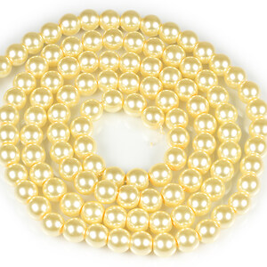 Sirag perle de sticla lucioase, sfere 8mm - sampanie (aprox. 105 buc.)