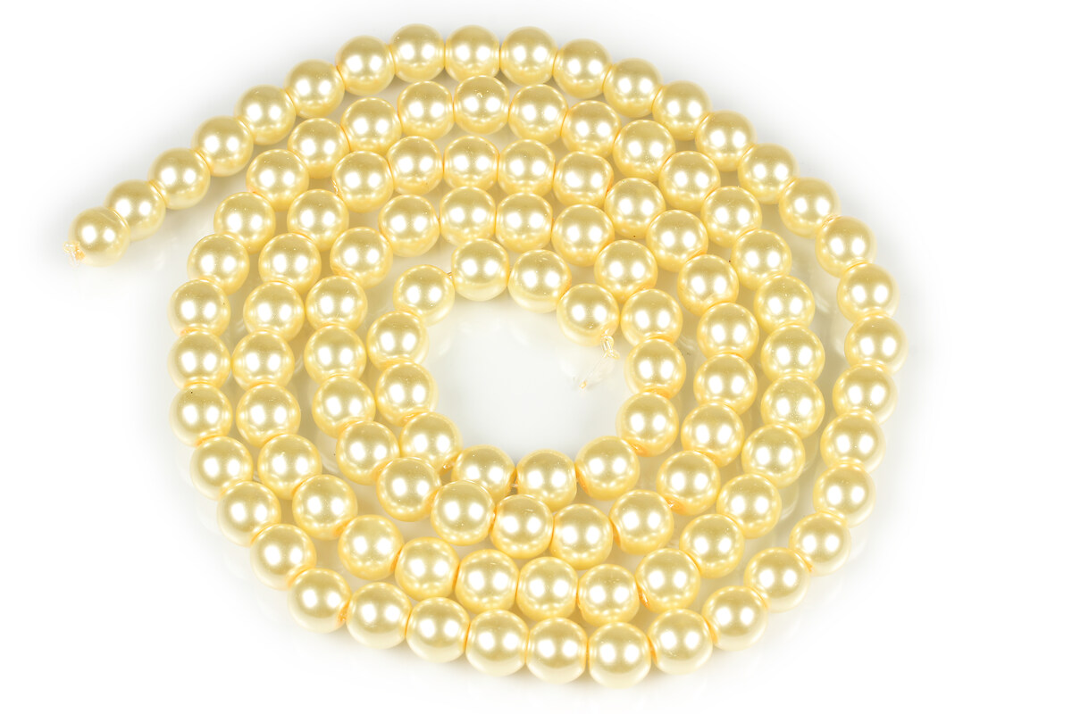 Sirag perle de sticla lucioase, sfere 8mm - sampanie (aprox. 105 buc.)
