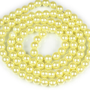 Sirag perle de sticla lucioase, sfere 8mm - galben deschis (aprox. 105 buc.)