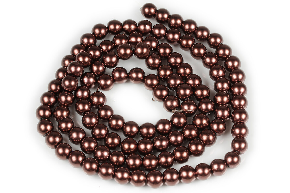 Sirag perle de sticla lucioase, sfere 8mm - maro inchis (aprox. 105 buc.)