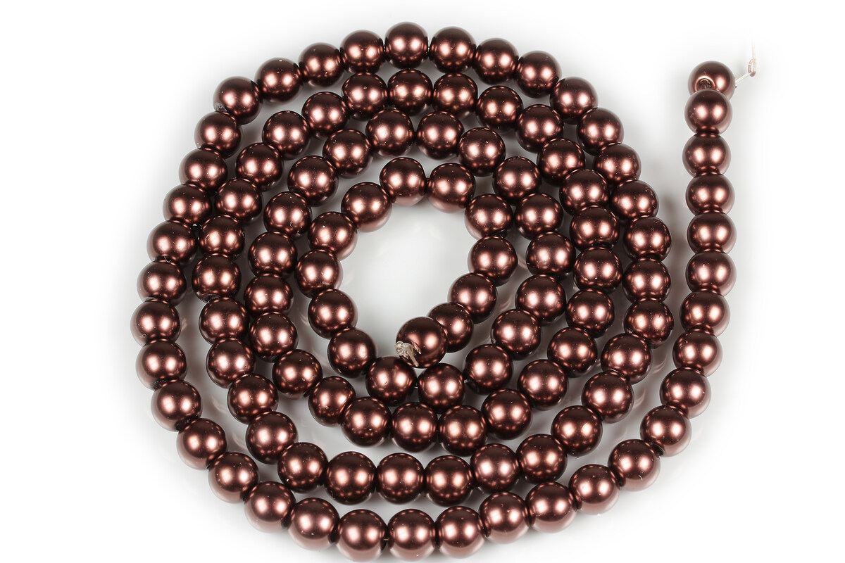 Sirag perle de sticla lucioase, sfere 8mm - maro inchis (aprox. 105 buc.)