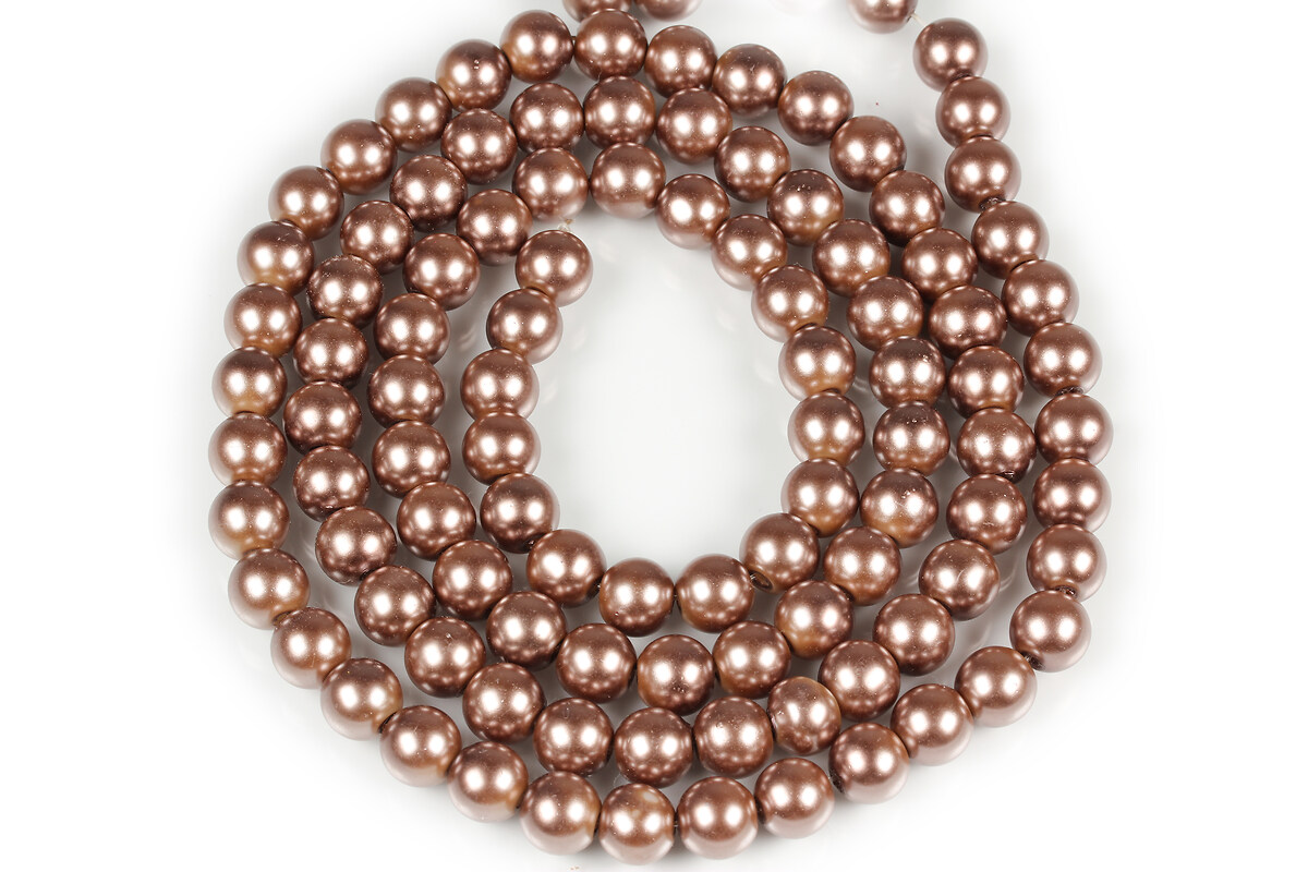 Sirag perle de sticla lucioase, sfere 8mm - maro (aprox. 105 buc.)