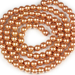 Sirag perle de sticla lucioase, sfere 8mm - aramiu deschis (aprox. 105 buc.)