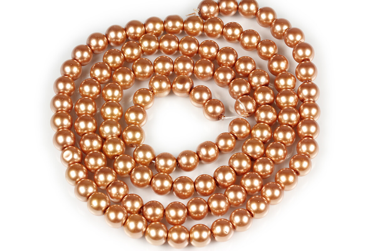 Sirag perle de sticla lucioase, sfere 8mm - aramiu deschis (aprox. 105 buc.)