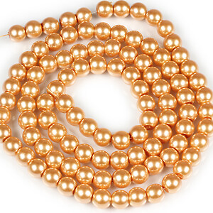 Sirag perle de sticla lucioase, sfere 8mm - portocaliu deschis (aprox. 105 buc.)