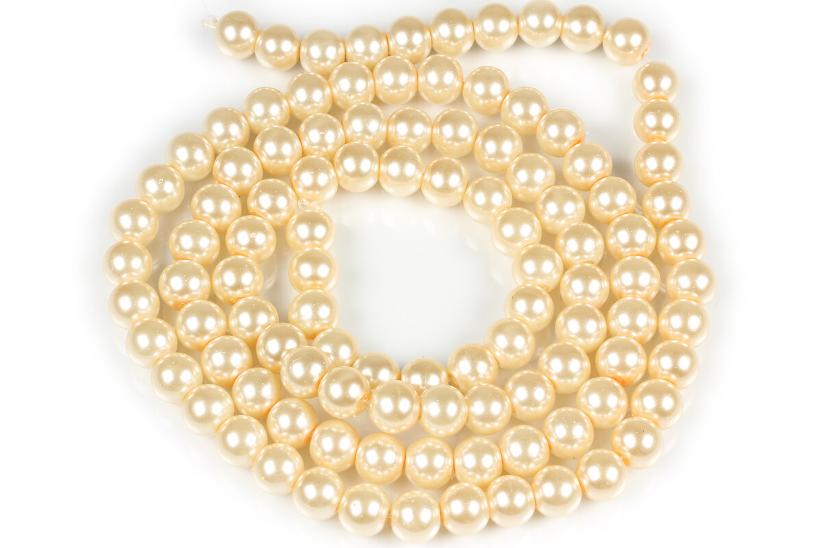 Sirag perle de sticla lucioase, sfere 8mm - crem (aprox. 105 buc.)