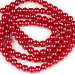 Sirag perle de sticla lucioase, sfere 8mm - rosu inchis (aprox. 105 buc.)