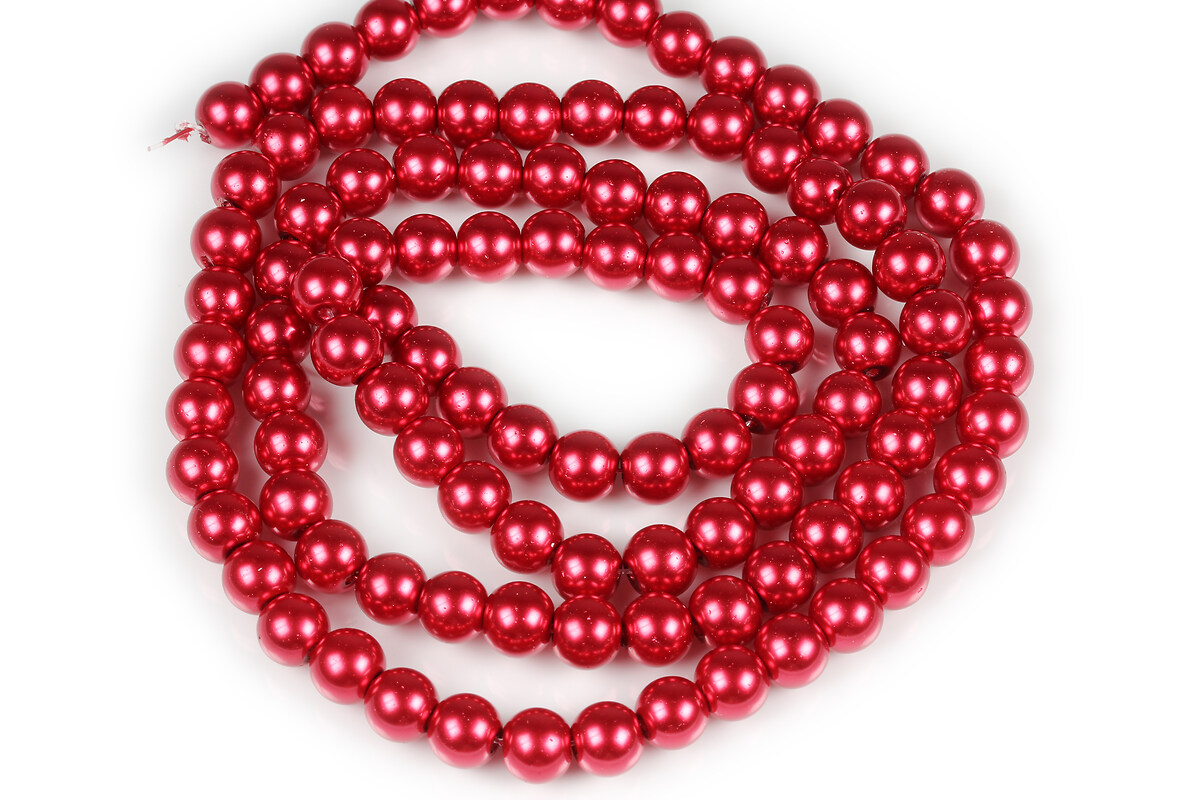 Sirag perle de sticla lucioase, sfere 8mm - rosu inchis (aprox. 105 buc.)