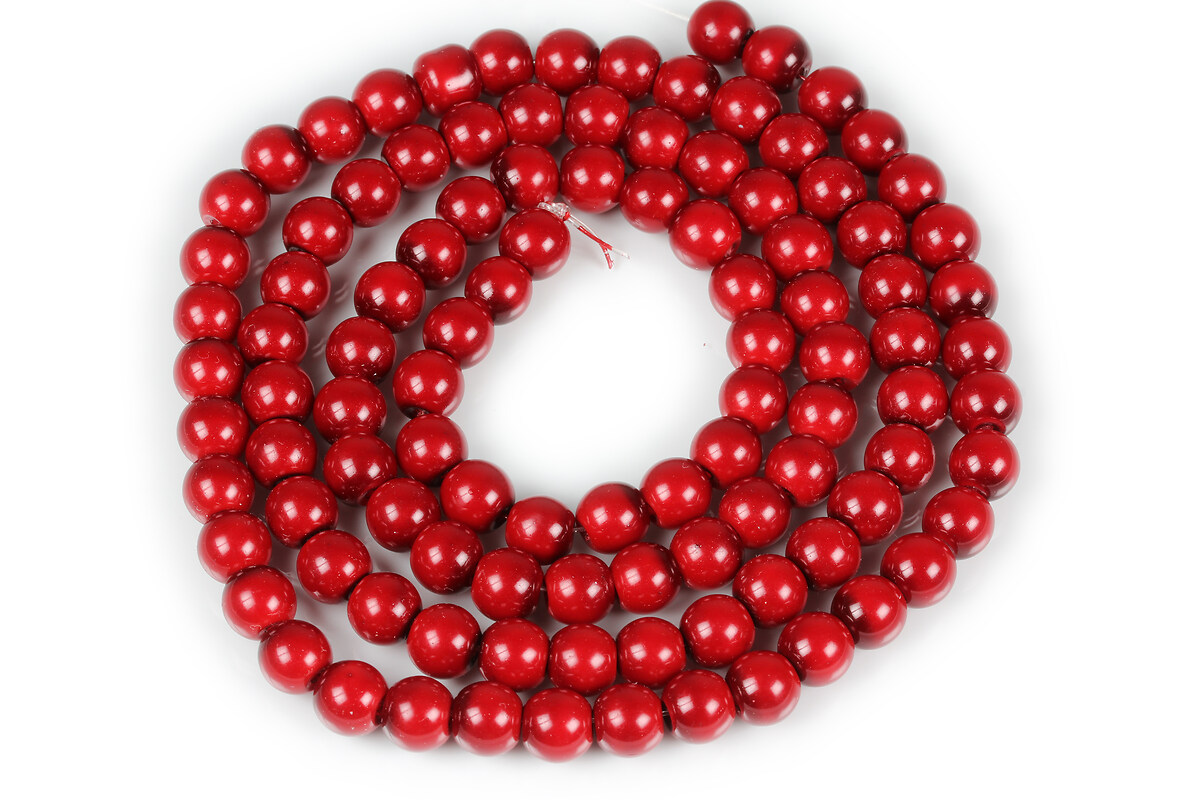 Sirag perle de sticla lucioase, sfere 8mm - rosu grena opac (aprox. 105 buc.)