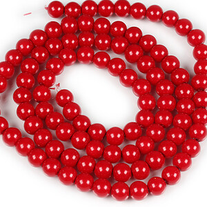 Sirag perle de sticla lucioase, sfere 8mm - rosu opac (aprox. 105 buc.)