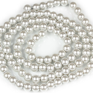 Sirag perle de sticla lucioase, sfere 8mm - gri deschis (aprox. 105 buc.)