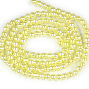 Sirag perle de sticla lucioase, sfere 6mm - galben deschis (aprox. 145 buc.)