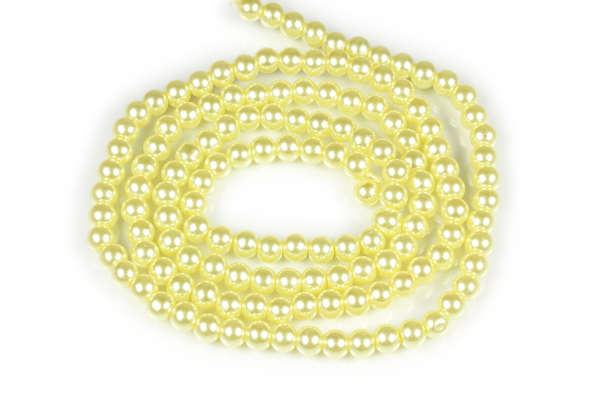 Sirag perle de sticla lucioase, sfere 6mm - galben deschis (aprox. 145 buc.)