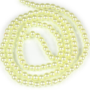 Sirag perle de sticla lucioase, sfere 6mm - galben verzui (aprox. 145 buc.)