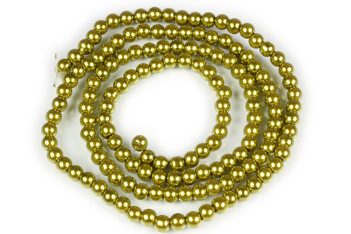 Sirag perle de sticla lucioase, sfere 6mm - verde olive (aprox. 145 buc.)