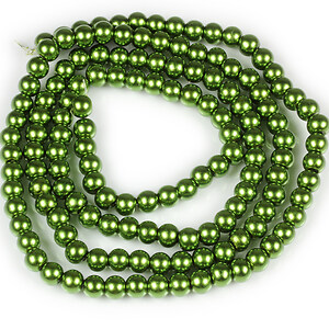 Sirag perle de sticla lucioase, sfere 6mm - verde avocado (aprox. 145 buc.)