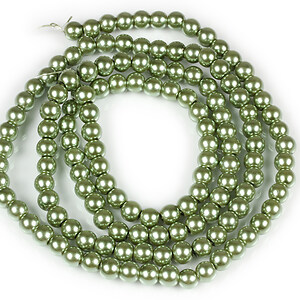 Sirag perle de sticla lucioase, sfere 6mm - verde militar (aprox. 145 buc.)