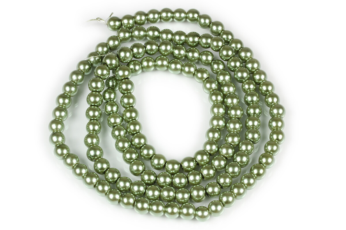 Sirag perle de sticla lucioase, sfere 6mm - verde militar (aprox. 145 buc.)