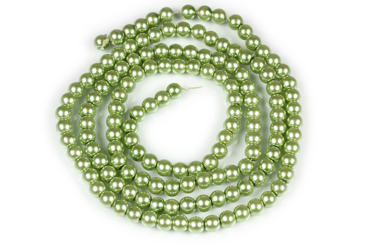 Sirag perle de sticla lucioase, sfere 6mm - verde fistic (aprox. 145 buc.)