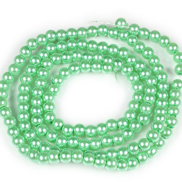 Sirag perle de sticla lucioase, sfere 6mm - verde menta (aprox. 145 buc.)