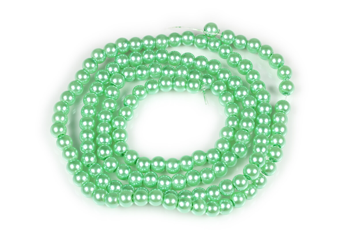 Sirag perle de sticla lucioase, sfere 6mm - verde menta (aprox. 145 buc.)