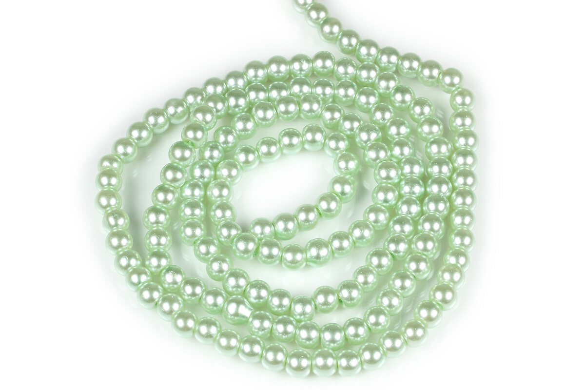 Sirag perle de sticla lucioase, sfere 6mm - verde pal (aprox. 145 buc.)