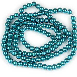Sirag perle de sticla lucioase, sfere 6mm - albastru cadet (aprox. 145 buc.)
