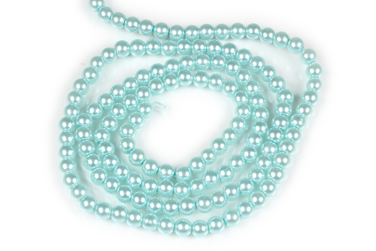 Sirag perle de sticla lucioase, sfere 6mm - turcoaz deschis (aprox. 145 buc.)