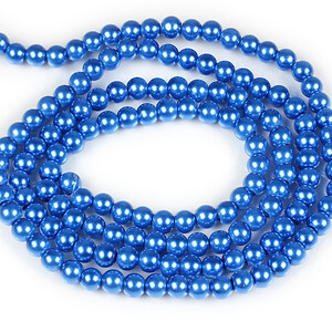 Sirag perle de sticla lucioase, sfere 6mm - albastru safir (aprox. 145 buc.)