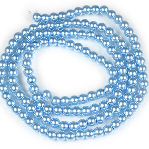 Sirag perle de sticla lucioase, sfere 6mm - albastru deschis (aprox. 145 buc.)