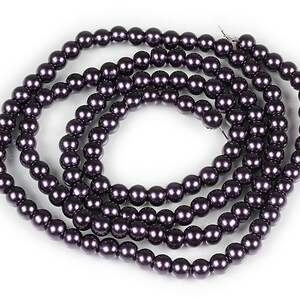 Sirag perle de sticla lucioase, sfere 6mm - mov inchis (aprox. 145 buc.)