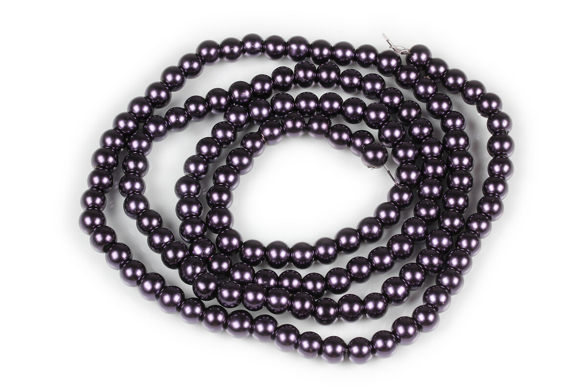 Sirag perle de sticla lucioase, sfere 6mm - mov inchis (aprox. 145 buc.)
