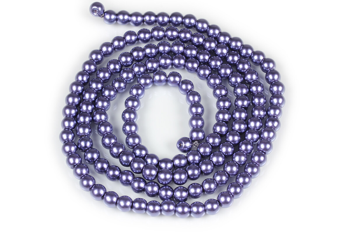 Sirag perle de sticla lucioase, sfere 6mm - mov (aprox. 145 buc.)
