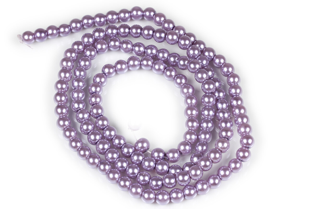 Sirag perle de sticla lucioase, sfere 6mm - mov liliac (aprox. 145 buc.)