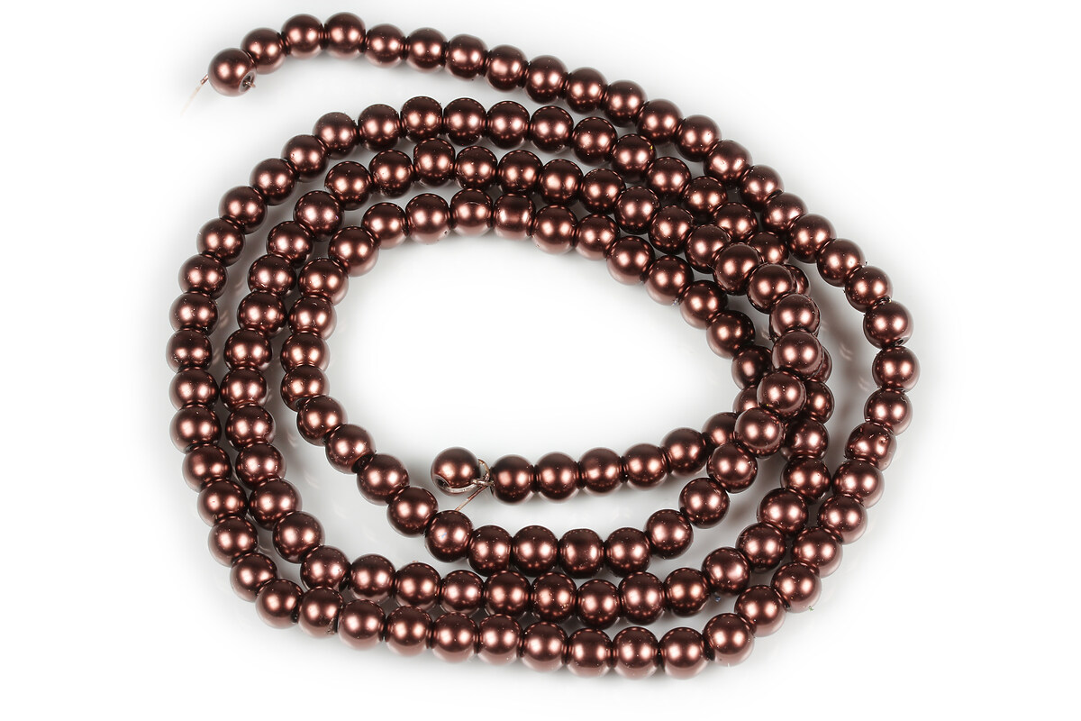 Sirag perle de sticla lucioase, sfere 6mm - maro inchis (aprox. 145 buc.)