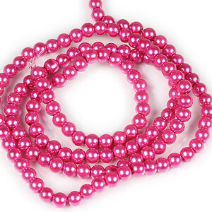 Sirag perle de sticla lucioase, sfere 6mm - roz aprins (aprox. 145 buc.)