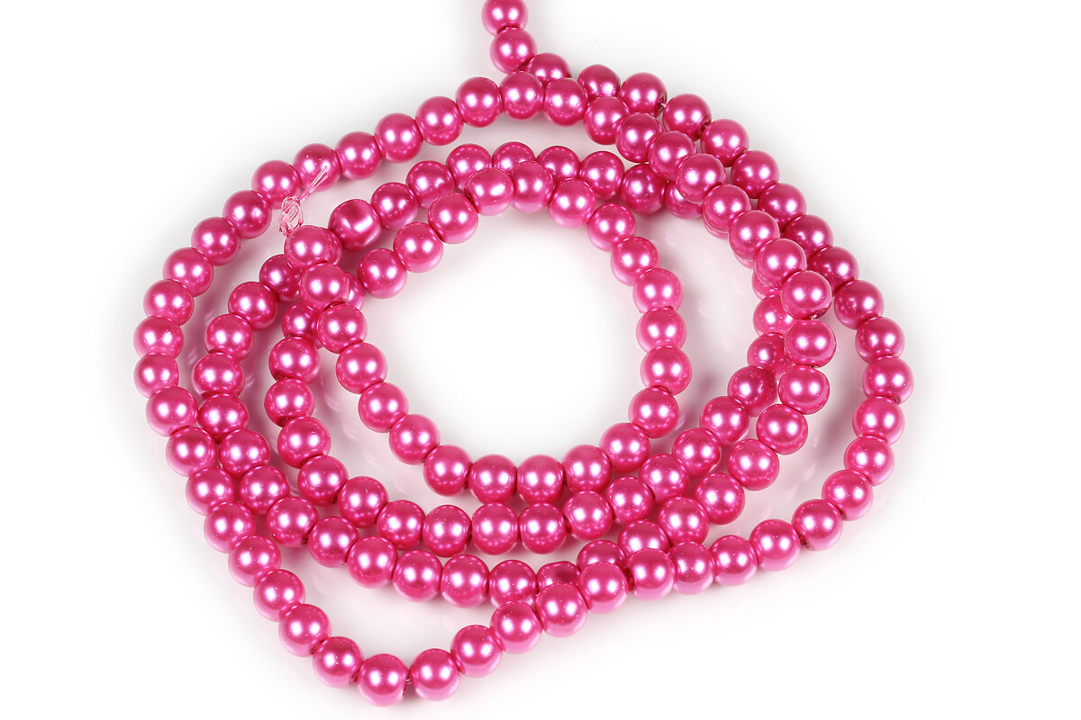 Sirag perle de sticla lucioase, sfere 6mm - roz aprins (aprox. 145 buc.)