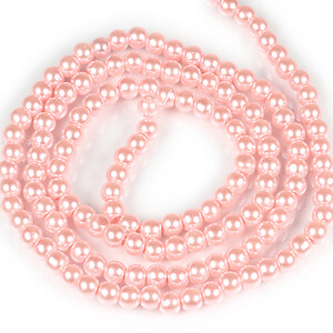 Sirag perle de sticla lucioase, sfere 6mm - roz deschis (aprox. 145 buc.)