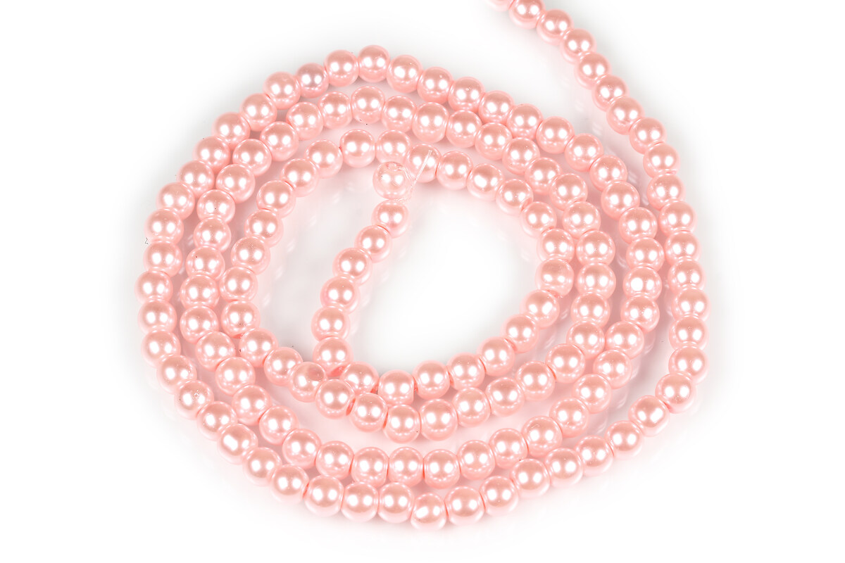 Sirag perle de sticla lucioase, sfere 6mm - roz deschis (aprox. 145 buc.)