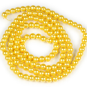 Sirag perle de sticla lucioase, sfere 6mm - galben (aprox. 145 buc.)