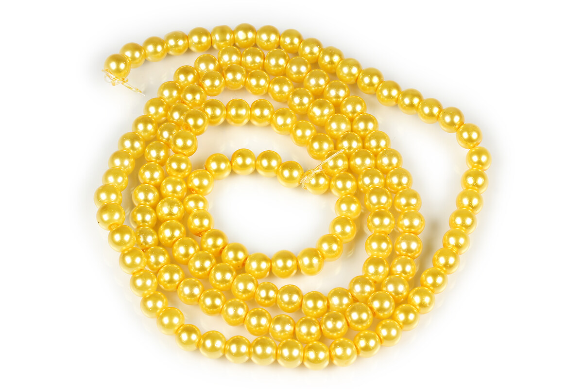 Sirag perle de sticla lucioase, sfere 6mm - galben (aprox. 145 buc.)