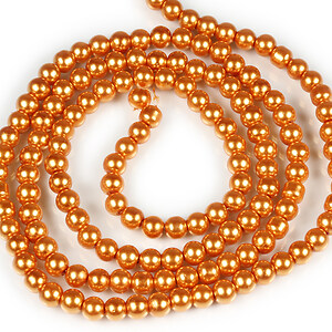 Sirag perle de sticla lucioase, sfere 6mm - portocaliu (aprox. 145 buc.)